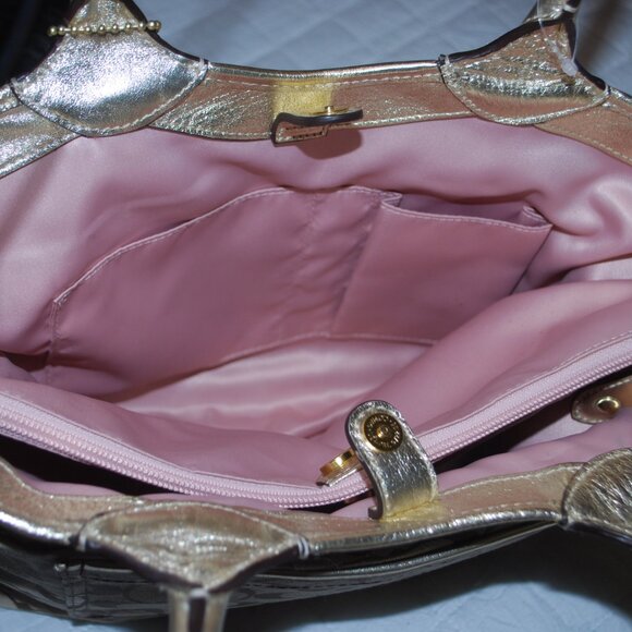 🌸COACH Large Signature Bleeker Floral Khaki Gold Tote Carryall Handbag🌸 - Picture 12 of 14